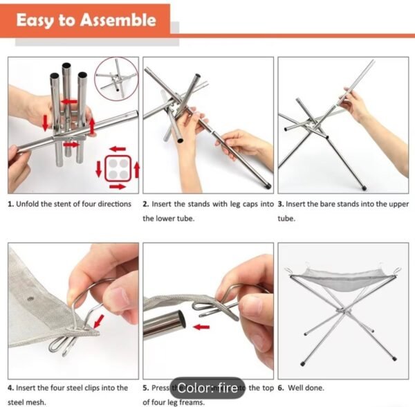portable folding camping fire pit – heat resistant