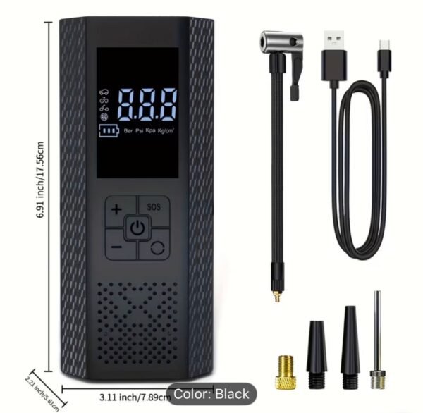 portable usb rechargeable air compressor – 150 psi tyre inflator