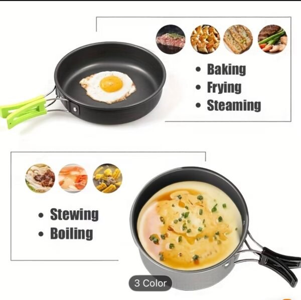 3 pcs camping cookware set (aluminium pan, kettle & frying pan)
