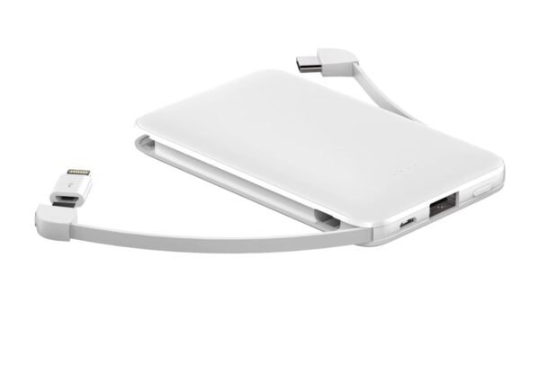 portable 5000mah power bank – built in cables & dual output