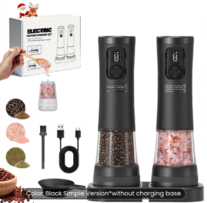 electric salt & pepper grinder set – rechargeable (black/white)