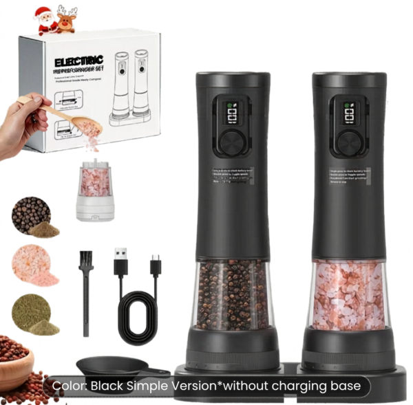 electric salt & pepper grinder set – rechargeable (black/white)