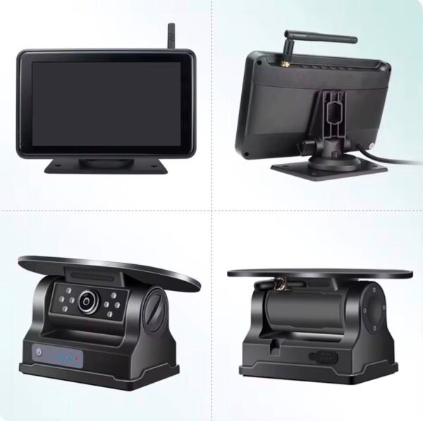 magnetic solar charging wireless parking camera with 7" dvr monitor & bsd blind spot alarm for motorhomes, vans & caravans
