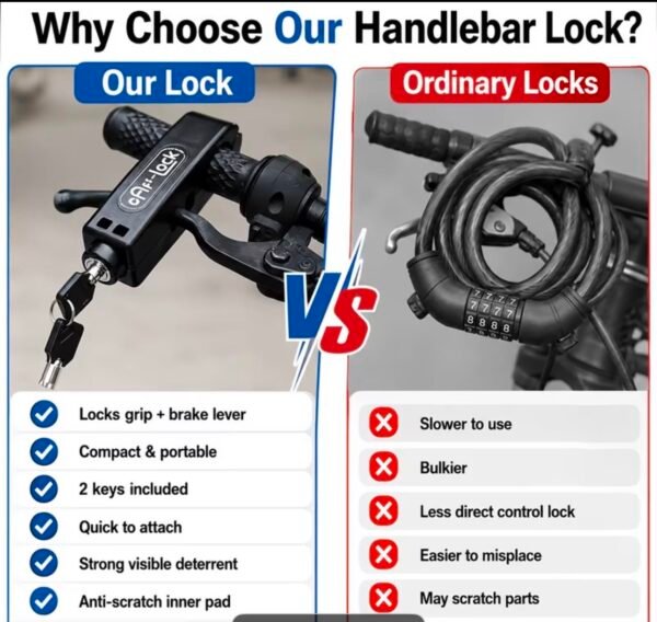 anti theft motorcycle handlebar lock with 2 keys