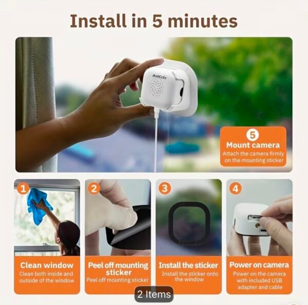 3mp 1296p window security camera with wifi & night vision