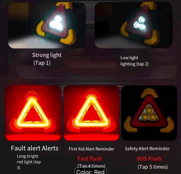 portable solar led emergency warning triangle light – usb rechargeable