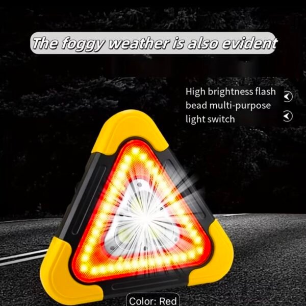 portable solar led emergency warning triangle light – usb rechargeable
