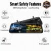 Safety Features 9.66 " Touchscreen Rear View Mirror Dash Camera